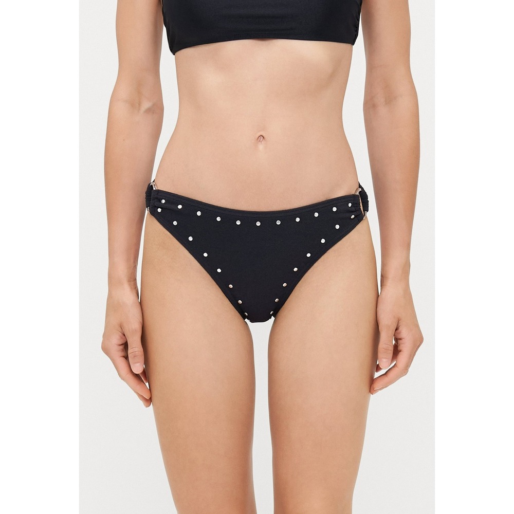 NWT Michael Kors Bikini Bottom Women Black S Studded Ring Swim MM86879 Crepe